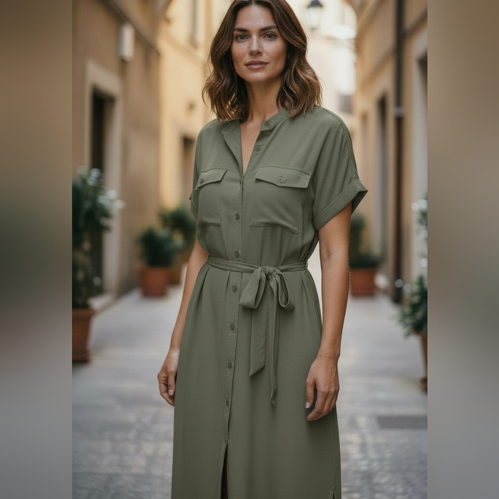 Elegant Olive Green Dress
